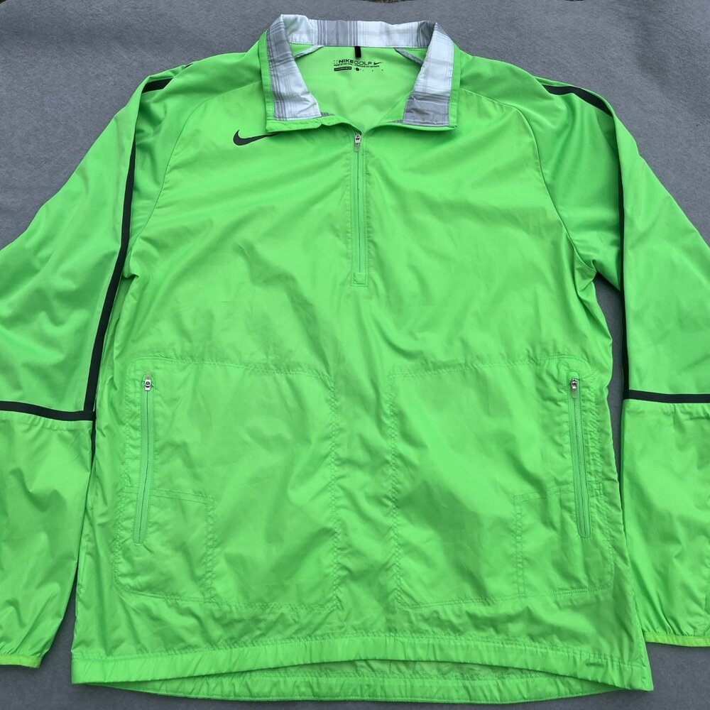 Nike Golf Dri Fit Pullover Jacket Mens L Half Zip Lightweight Windbreaker Green